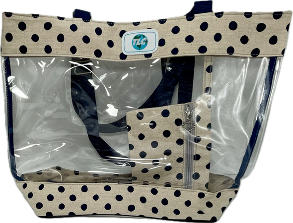 CST- Navy Dots Clear Stadium Tote Bag