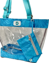 CST- Turquoise Hawaiian Print Clear Stadium Tote Bag