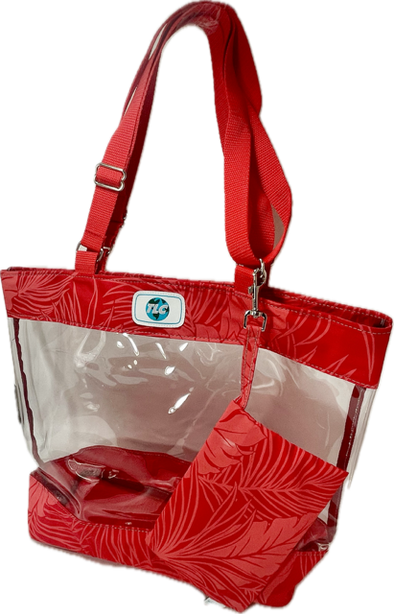 CST- Red Hawaiian Print Clear Stadium Tote Bag