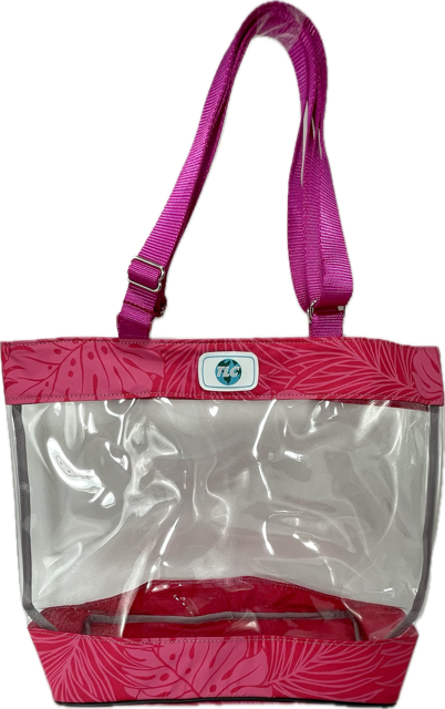 CST Hot Pink Hawaiian Print Clear Stadium Tote Bag Travel