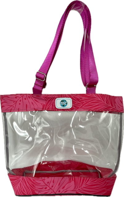 CST- Hot Pink Hawaiian Print Clear Stadium Tote Bag