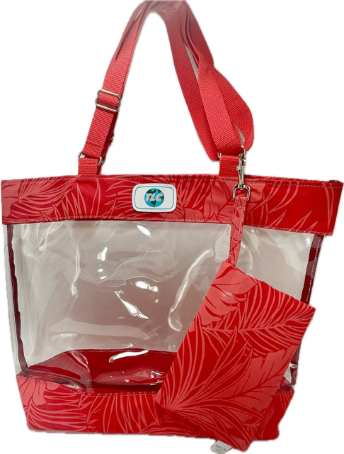 CST- Red Hawaiian Print Clear Stadium Tote Bag