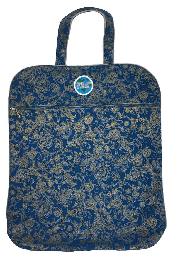 LB- Lightweight Teal Toile Metallic Laundry Bag