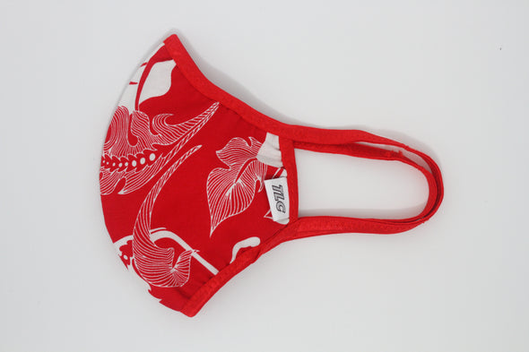 TLC Face Mask - White Hibiscus (Red) Ultra Lightweight